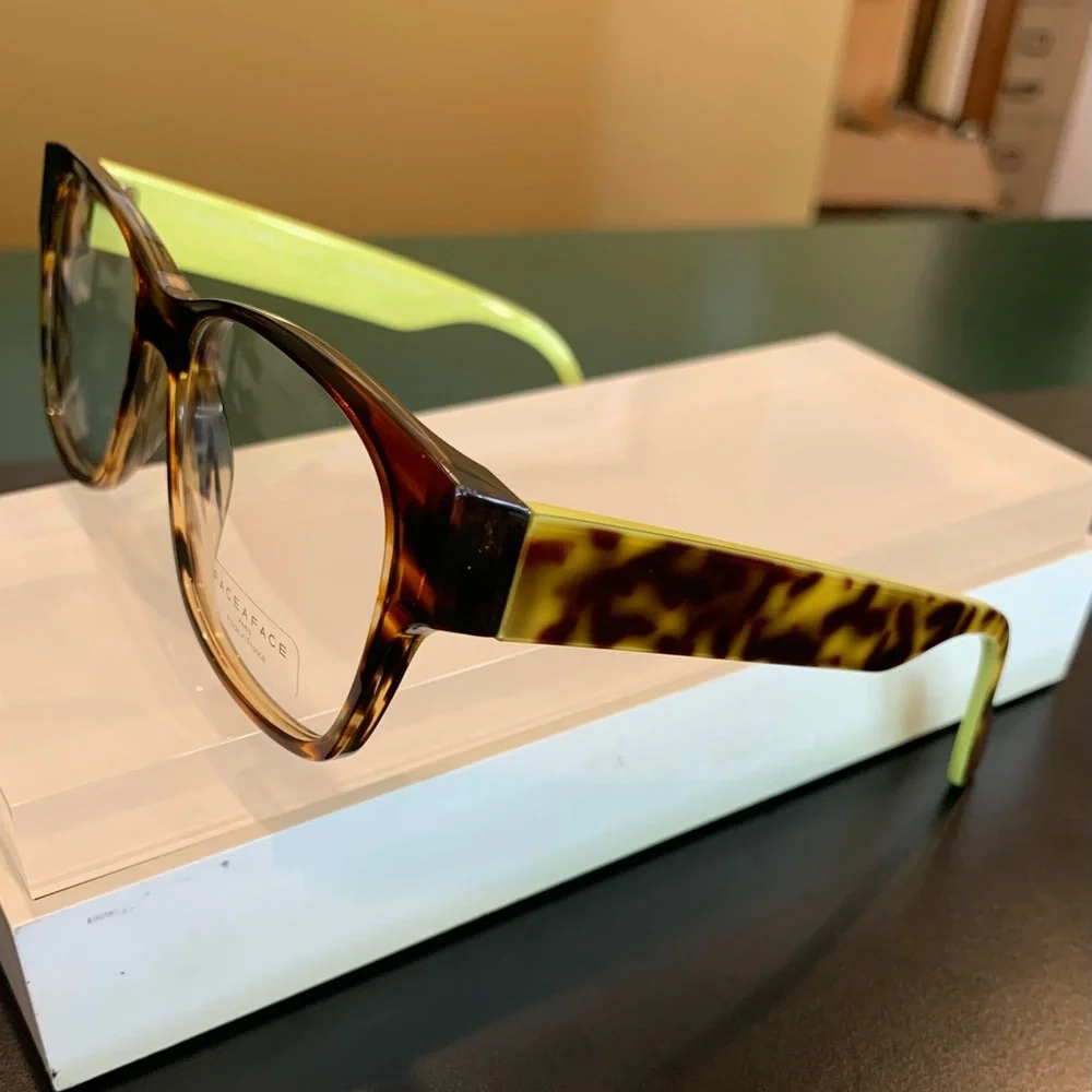 FACE A FACE JAMES 1 Col. 1199 Tortoise & Green. 53mm Square Eyeglasses